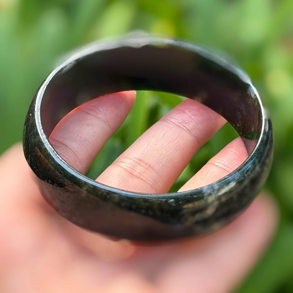 62mm inner diameter wide moss‎ agate bangle 0442 - Picture 7 of 8